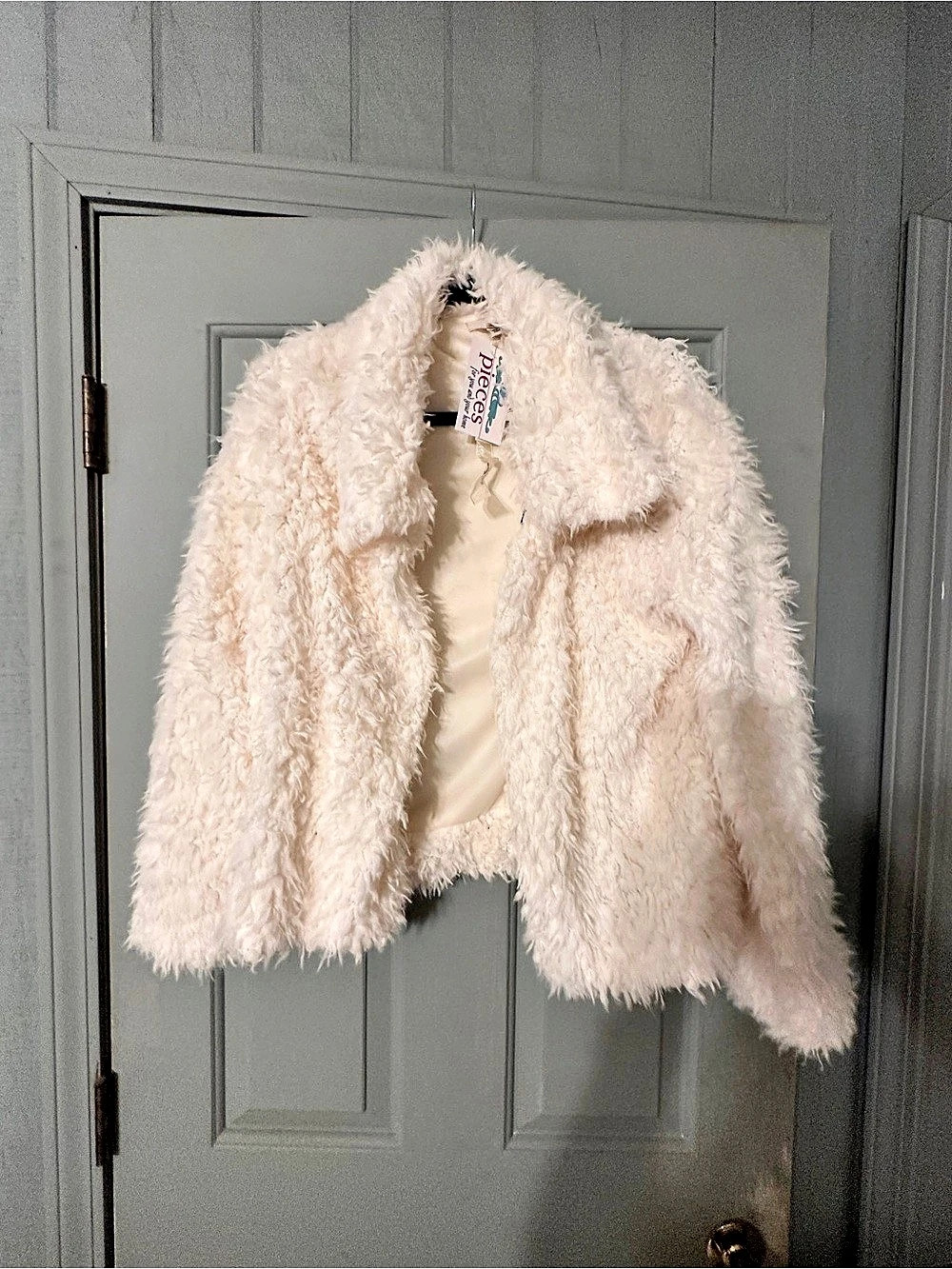 LoveShackFancy Furry Coat in Cream Size Large NWT